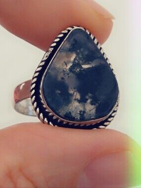 Adjustable Gemstone Statement Ring Overlay Sterling Silver Plated